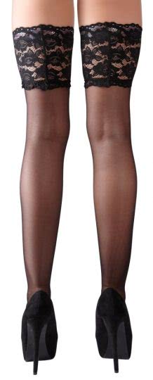 Cottelli Halterlose Str�mpfe mit breiter Spitze Microfaser schwa