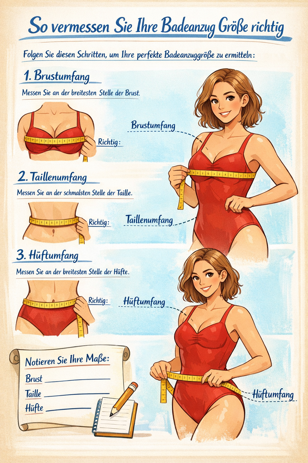 Anleitung: So vermessen Sie Ihre Badeanzug Größe richtig So vermessen Sie Ihre Badeanzug Größe richtig
