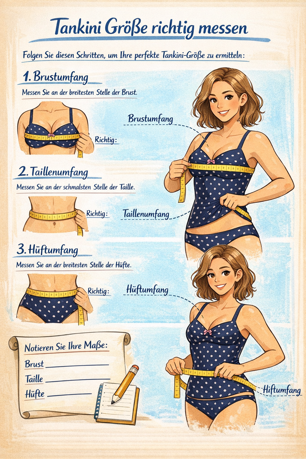 Tankini Größe richtig messen Schritt für Schritt