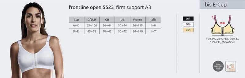 Anita Sportwäsche Sport BH Frontline Open 5523 Firm Support A3