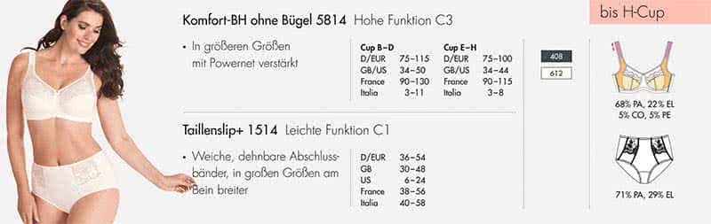 Anita BH ohne Bügel Amica bis 115 und H Cup Anita Amica Komfort BH ohne Bügel 5814
