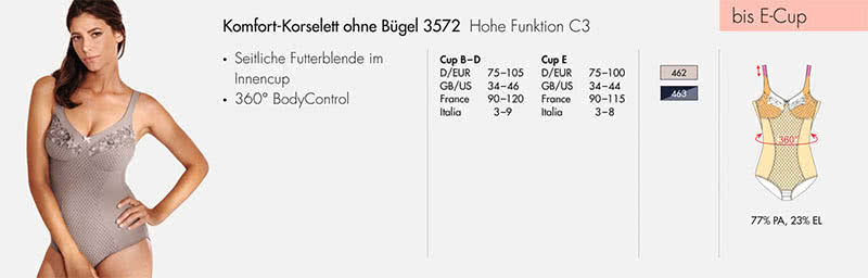 Anita Komfort Korselett ohne Bügel Venecia 75-105 B-E Cup Anita Venecia Komfort Korselett ohne Bügel 3572