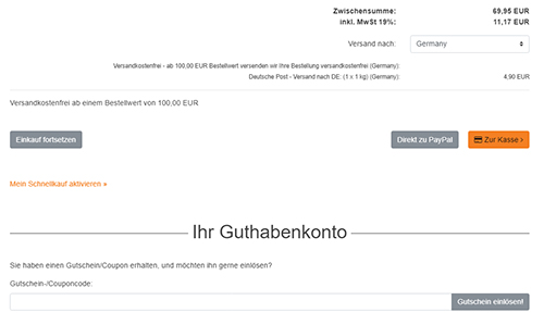 Erklärung Gutscheincode eingeben