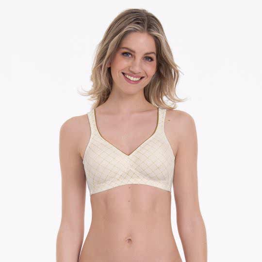 Der Soft-BH mit dem tollen Karo Print aus der Serie Twin Art von Anita Rosa Faia schmiegt sich ganz ohne Bügel perfekt an jede Brustform an. B-F Cup