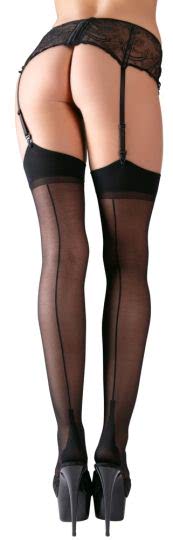 Cottelli Straps Strümpfe Nylons mit Naht schwarz bis Größe 60-62