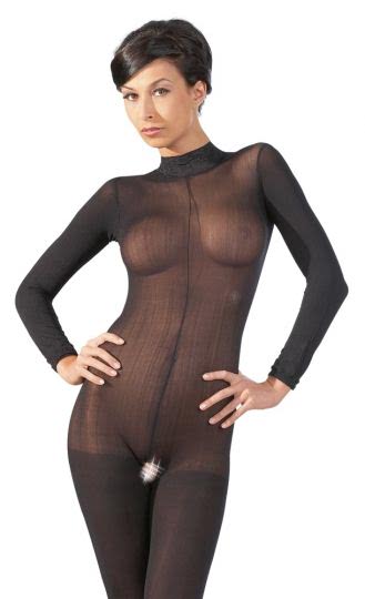 Langarm Catsuit mit offenem Schritt von der Marke Cottelli in der Farbe schwarz