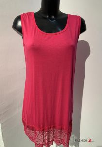 Italy Longtop mit Spitze 38-48 pink