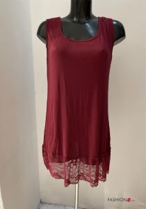 Italy Longtop mit Spitze 38-48 bordeaux