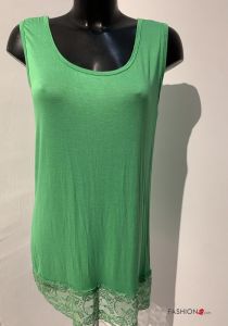 Italy Longtop mit Spitze 38-48 grün